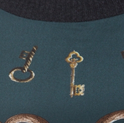 Pre Owned Dolce and Gabbana Green Key Print Silk & Wool Three Quarter Balloon Sleeve Jumper XS