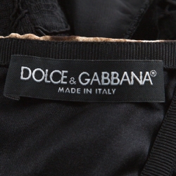 Pre Owned فستان دولتشي أند غابانا كرويسيه ماكسي بلا حمالات دانتيل وطباعة فهد متعدد الألوان S