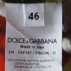 Pre Owned قميص تونيك دولتشي أند غابانا مطبوع ورود قطن أحمر و أبيض L