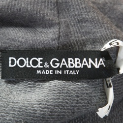 مملوكة مسبقًا Dolce and Gabbana Grey Knit Floral Embroidered Logo Detail Hoodie M