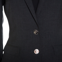 Pre Owned Dolce and Gabbana Grey Leopard Print Lined Wool Blend Blazer S