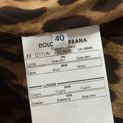 Pre Owned Dolce and Gabbana Grey Leopard Print Lined Wool Blend Blazer S