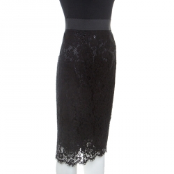 Pre Owned تنورة دولتشي أند غابانا طول ركبة دانتيل سوداء M