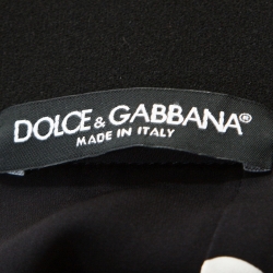 Pre Owned قميص دولتشي أند غابانا فلونس مكشكش حرير ستريتش تنقيط بولكا أسود M