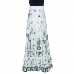 Pre Owned تنورة ماكسي دولتشي أند غابانا قطن طباعة حديقة ثنائية اللون S