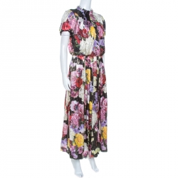 Pre Owned فستان دولتشي اند غابانا ماكسي حرير لوريكس مطبوعه مورد متعدد الألوان L