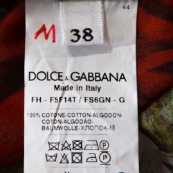 Pre Owned Dolce & Gabbana Red and White Rose Print Cotton Tunic Shirt S