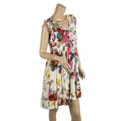 Pre Owned Dolce and Gabbana Floral Baby Doll Dress M
