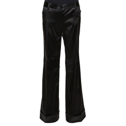 Pre Owned Dolce & Gabbana Black Stretch Satin Flared Pants L