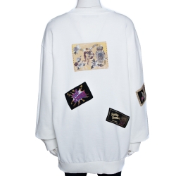 Pre Owned Dolce & Gabbana White Fashion Devotion Print Cotton Applique Detail Sweatshirt M