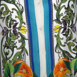 Pre Owned Dolce & Gabbana Off White Majolica Print Silk Button Front Cardigan L