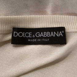 Pre Owned Dolce & Gabbana Off White Majolica Print Silk Button Front Cardigan L