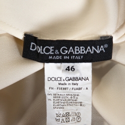 Pre Owned Dolce & Gabbana Off White Silk Lace Trim Long Sleeve Shirt L