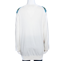 Pre Owned Dolce & Gabbana Cream Majolica Print Silk Paneled Sweatshirt M
