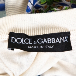 Pre Owned Dolce & Gabbana Cream Majolica Print Silk Paneled Sweatshirt M