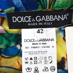 Pre Owned Dolce & Gabbana Multicolor Floral Printed Silk Ruffle Detail Dress M 