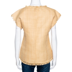 Pre Owned Dolce & Gabbana Beige Raffia Saluti Da Taormina Print Top M