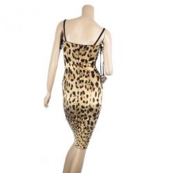 Pre Owned Dolce and Gabbana Leopard Print Corset Dress M