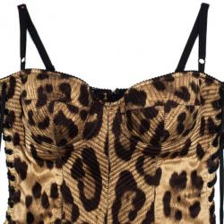 Pre Owned Dolce and Gabbana Leopard Print Corset Dress M