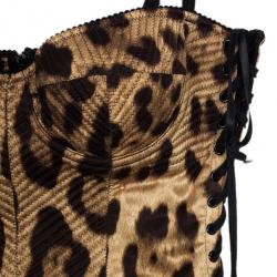 Pre Owned Dolce and Gabbana Leopard Print Corset Dress M