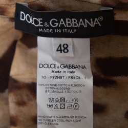 Pre Owned Dolce & Gabbana Brown Leopard Print Cotton Off Shoulder Blouse L