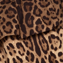 Pre Owned Dolce & Gabbana Brown Leopard Print Cotton Off Shoulder Blouse L