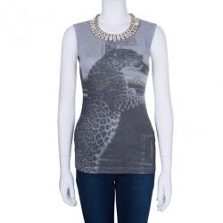 مملوكة مسبقًا تانك توب دولتشي آند غابانا رقبة مطرزة طبع فهد M