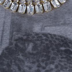 مملوكة مسبقًا تانك توب دولتشي آند غابانا رقبة مطرزة طبع فهد M