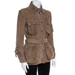 Pre Owned Dolce & Gabbana Tan Suede Belted Jacket M