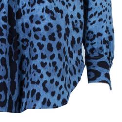 مملوكة مسبقًا Dolce and Gabbana Blue Animal Print Button Down Shirt S