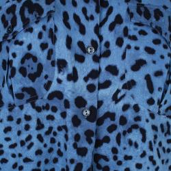 مملوكة مسبقًا Dolce and Gabbana Blue Animal Print Button Down Shirt S