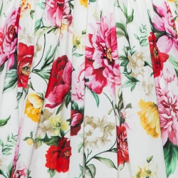 Pre Owned Dolce & Gabbana White Floral Printed Cotton Sleeveless Midi Dress S 