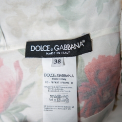 Pre Owned Dolce & Gabbana White Floral Printed Cotton Sleeveless Midi Dress S 