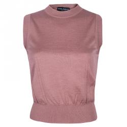 Pre Owned Dolce and Gabbana Blush Cashmere Top and Cardigan Set S