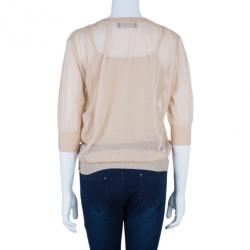 مملوكة مسبقًا Dolce and Gabbana Peach Knit V-Neck Sweater S