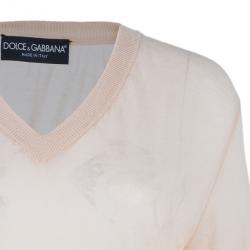 مملوكة مسبقًا Dolce and Gabbana Peach Knit V-Neck Sweater S