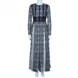 مملوكة مسبقًا Dolce and Gabbana Monochrome Lace Silk Blend Organza Gown M