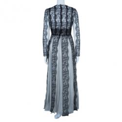 مملوكة مسبقًا Dolce and Gabbana Monochrome Lace Silk Blend Organza Gown M