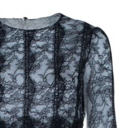 مملوكة مسبقًا Dolce and Gabbana Monochrome Lace Silk Blend Organza Gown M