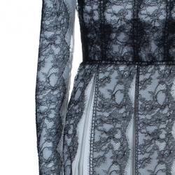 مملوكة مسبقًا Dolce and Gabbana Monochrome Lace Silk Blend Organza Gown M