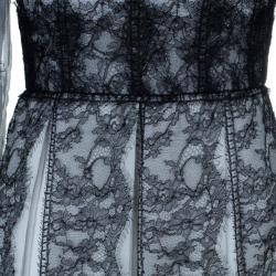 مملوكة مسبقًا Dolce and Gabbana Monochrome Lace Silk Blend Organza Gown M
