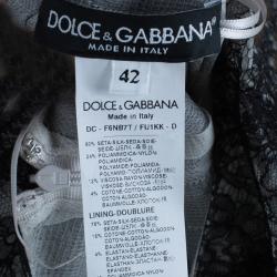 مملوكة مسبقًا Dolce and Gabbana Monochrome Lace Silk Blend Organza Gown M
