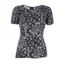 Pre Owned Dolce and Gabbana Lace Print Top and Skirt Set S