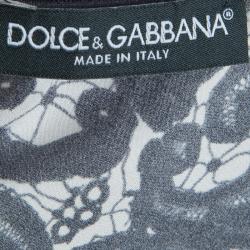 Pre Owned Dolce and Gabbana Lace Print Top and Skirt Set S