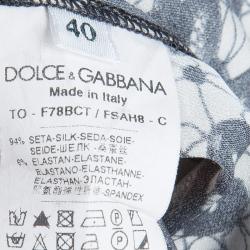 Pre Owned Dolce and Gabbana Lace Print Top and Skirt Set S