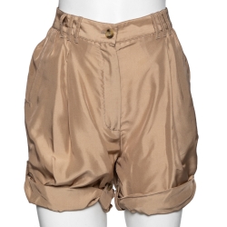 Beige Silk Shorts