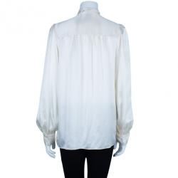 Pre Owned Dolce and Gabbana Ivory Satin Shirt M