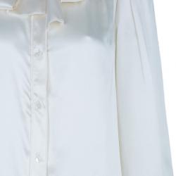 Pre Owned Dolce and Gabbana Ivory Satin Shirt M