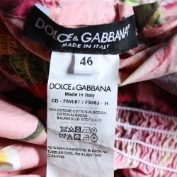 Pre Owned Dolce & Gabbana Pink Floral Print Cotton Off-Shoulder Dress L