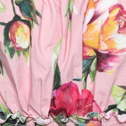 Pre Owned Dolce & Gabbana Pink Floral Print Cotton Off-Shoulder Dress L
